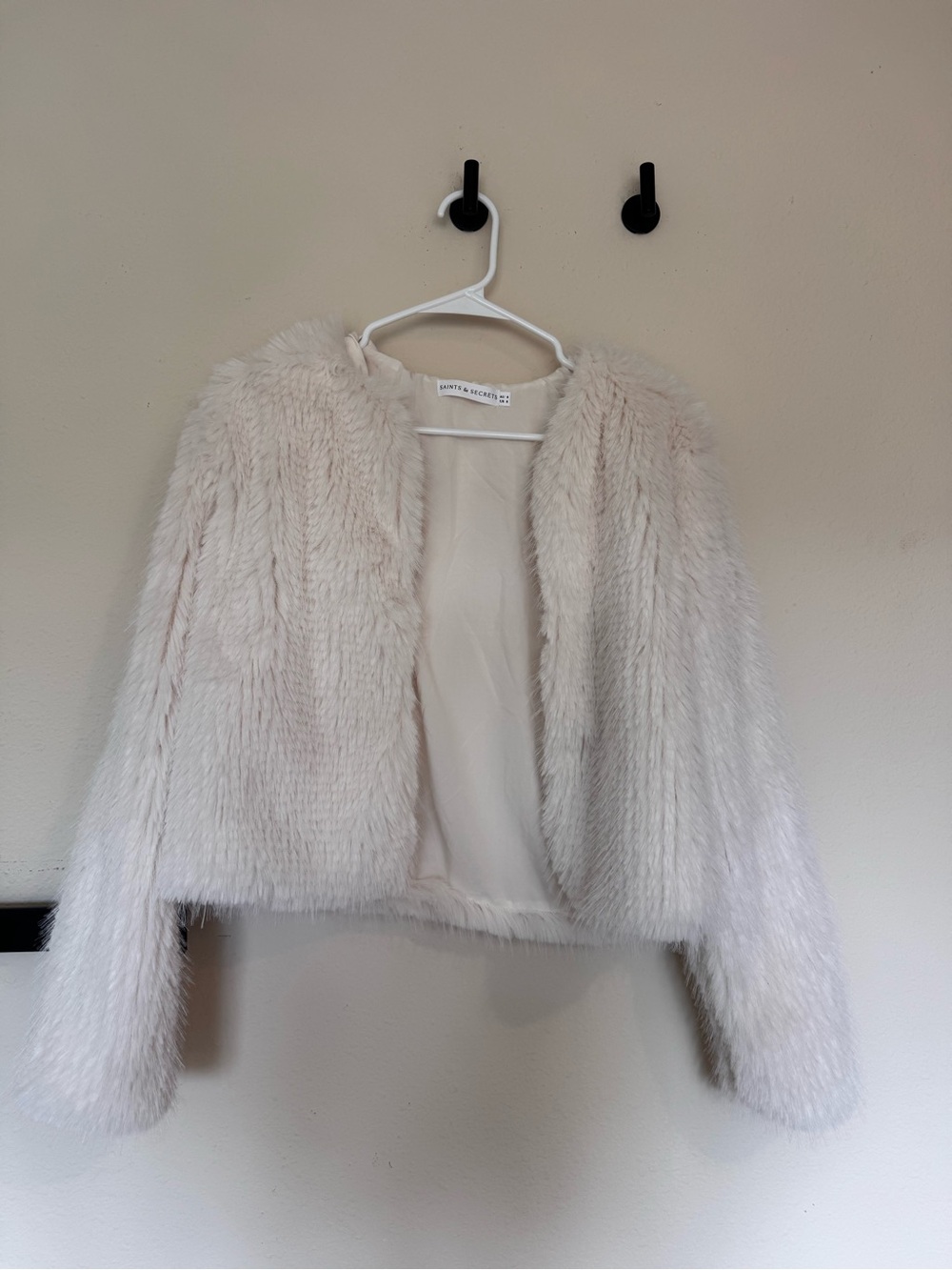 Ivory Faux Fur Cropped Jacket